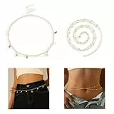 COYUN 2 Pcs Bauchkette Gold für Frauen, 2 lagige Bauch und Körperkette mit Taillenkette Gold,Verstellbar,Waist Chain, Bauchkette Gold Damen, Taillenkette Bikini Sommer Taillenschmuck Belly Waist Chain