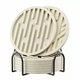 Untersetzer Gläser 8er Set, Silikon Glasuntersetzer rutschfest und Isoliert Glas Untersetzer-Set, Rund Glasuntersetzer weiß mit Halter, für alle Arten von Tassen