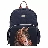 Depesche 13191 Miss Melody Glitter Horse-Rucksack in Dunkelblau, mit Pferde Motiv, Glitzer und Herz Steppung, Tasche mit verstellbaren Trägern, Mehrfarbig