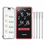 Meatmeet Z Pro Smarte Fleischthermometer Kabellose mit WLAN und Bluetooth, 4 Sonden 6 Sensoren, IP69 Wasserdicht, Hitzebeständig bis 595°C, Grill Ofen Küche Lebensmittel Heißluftfritteuse