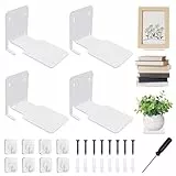Aevorant 4 Unsichtbares Bücherregal, Weiß Robuste Bücherregals, Verdeckt Gebohrten Montierten Bücherregalen, Wandregal Bücher mit Montagematerial Metall für Schlafzimmer Büro Küche