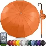Royal Walk Groß XXL 54 inch Automatik Reise Golf Regenschirm für Damen und Herren Sturmfest Windsicher Leicht Klassisch für 2 Personen Holzgriff Wasserabweisend 16 Rippen Unisex 120cm