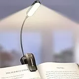 Glocusent Leselampe Buch Klemme 20 LEDs, USB Wiederaufladbare Buchlampe, 5 Farbtemperatur Modi, Lange Laufzeit, Stufenlose Helligkeit Klemmlampe, 360° Flexibel Klemmleuchte für Nachtlesen ins Bett