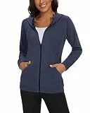 Soneven Outdoor Fleecejacke Damen mit Kapuze Warm Sweatjacke Damen Kapuzenjacke Damen Winter Laufjacke Leicht Sport Full Zip Hoodie für Herbst Winter Kapuzen-Blau XXL