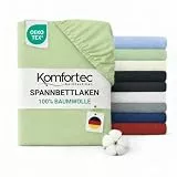 Komfortec Spannbettlaken Jersey 100% Baumwolle – 180x200 cm – 135g/m² – Weich, Atmungsaktiv & Hautfreundlich – Mit Rundumgummi – Oeko-Tex Zertifiziert – Für Boxspring, Topper & Matratzen – Grün