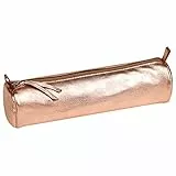 Clairefontaine 8687C Schlampermäppchen (mit Perlmutt-Effekt rund, 5,5 x 22cm, praktisch und robust, aus Leder) 1 Stück kupfer