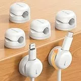 Lamicall Kabelhalter Selbstklebend, 6 Stück Kabelclips Kabelhalterung - [Upgraded 360° Drehbar] Feder Kabel Clips, [1S Klemmt] Kabelklemmen Schreibtisch für HDMI, Kabel Organizer für Tisch/Auto/Wand