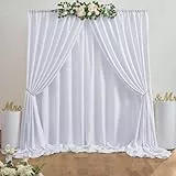 6m x 3m Dicker Weiß Hintergrund Vorhang für Parteien, 4-Platten Weiß Polyester Hochzeit Hintergrund Vorhänge für Geburtstags Fotografie Party Home Dekorationen