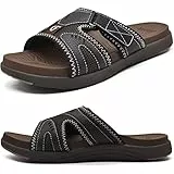 COFACE Herren Sport Recovery Sandalen Plantar Fasciitis weiche Polsterung leichtes Gewicht Bogen Unterstützung orthopädische Badelatschen für Männer Braun Größe 45