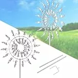 3D Metall-Windmühle, 30cm Einzigartige und Magische Kinetisches Windspiel mit Metall-Gartenpfahl für Außenterrassen Für Patio Rasen & Garten Dekoration Ornament