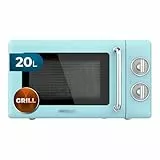 Cecotec Mikrowelle mit Grill Proclean 3110 Retro Blue Mechanische, 700 W in 6 Stufen, Timer bis zu 30 Minuten, Auftaumodus, Vintage-Design in Blau, Stahl-Finish