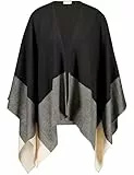 Gerry Weber Damen Weiches Cape unifarben Schwarz/Ecru/Weiss Patch 99