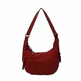 Aodejoy Halbmond Umhängetasche Damen,Hobo Tasche,Nylon Crossbody Bag Damen mehrere Taschen Schultertasche mit verstellbarer Schultergurt,Volltonfarbe,große Kapazität für Reisen Arbeit Uni-Rot