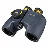 Bresser Fernglas Nautic 7x50 Gen II mit beleuchtetem Kompass, Entfernungs- und Größenberechnung, Nebel- und wasserdicht, inklusive Tasche Ideals Marine Fernglas für Wassersportler