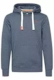 SOLID SDBennHood Herren Kapuzenpullover Hoodie Pullover mit Kapuze Kordelzug Kängurutasche Rippbündchen Label-Details Baumwollmischung Regular fit, Größe:XL, Farbe:Grey Blue Melange (1946M)