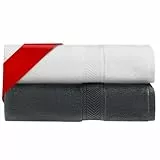 HOMELEVEL Duschtücher Set 2 Stück - Handtuch aus 100% Baumwolle - Badetuch groß 70x140 - Duschtuch Oeko-Tex Zertifiziert - Frottee Handtücher - Handtücher 140x70 - Duschhandtuch Weiß Grau