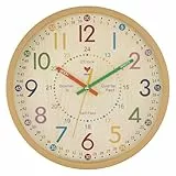 Foxtop Lernuhr Kinder - Lernuhr ohne Tickgeräusche - Analoge Kinderuhr zum Lernen und Üben der Uhrzeit - 24H - Dekoratives Kinderzimmer,30 cm
