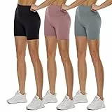 TNNZEET 3er Pack Radlerhose Damen High Waist Sommer Shorts Blickdicht Kurze Sporthose Leggings Hotpants Unter Kleider für Sport Yoga(Hellgrau/Hautfarbe/Schwarz, S-M)