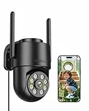 Reobiux 2K Überwachungskamera Aussen,Kamera überwachung aussen mit Farbige Nachtsicht,2.4Ghz WiFi,Bewegungserkennung,Alarm,Kabelgebunden,2-Wege Audio,3m Kabel für Garage/Garten/haustür,IP66,Schwarz