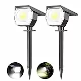 kolpop Solarlampen für Außen, 2 Stück 3 Modi IP67 Wasserdicht solarstrahler für außen garten, 800lm 6500K Tageslicht Weiß Garten Solarleuchten für Garten, Garage Eingang, Zäune, Baum, Pflanzen