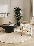 benuta Pure Wollteppich Rocco - Creme 150 cm Rund - Handgewebt - Im Style: Wolle, Uni, Boho, Hygge & Cozy, Minimalistisch - Pflegeleicht für Wohnzimmer Schlafzimmer