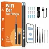 Xylla Ohrenschmalz Entferner Otoskop 1920P HD-Ear Wax Removal IP67 Wasserdicht WIFI Otoskop Tragbares Vergnügen der Ohrreinigungr (Schwarz)