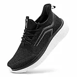 FitVille Extra Weit Laufschuhe Herren Gedämpft Joggingschuhe Helle Sohle Straßenlaufschuhe Atmungsaktiv Sportschuhe Fitnessstudio rutschfest Turnschuhe Schwarz Weiß 45 EU X-Weit