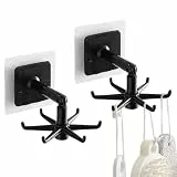 360° drehbarer Klapphaken, drehbare Haken, 2 x 360 Grad drehbare Küchenhaken, multifunktionales Utensilienregal, Organizer mit 6 Krallen, Montagehaken