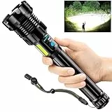 Glarylight Taschenlampe Led Aufladbar, 500000 Lux Extrem Hell Taschenlampen, 9 Lichtmodi, Zoombar, IPX7 Wasserdicht Flashlight für Notfälle Camping