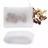 100 Stück Teebeutel für Losen Tee, mit Kordelzug, Tee Filter, Einweg Teebeutel aus Vliesstoff, Teefilterbeutel für losen Tee, Kräuter und Gewürze (Weiß)