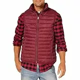 Amazon Essentials Herren Leichte, Wasserbeständige Pufferweste, Verstaubar, Dunkelrot, XL