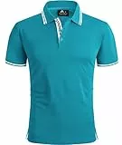 SwissWell Poloshirt Herren Kurzarm Atmungsaktiv Golf Tennis Sport Polo Shirts Sommer Freizeit T-Shirt Blaugrün L