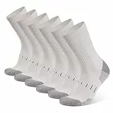 Socken Herren 43-46 39-42 Wandersocken Crew Sportsocken Gepolstert Trekkingsocken Baumwolle Atmungsaktiv Laufsocke Arbeitssocken (DE/NL/SE/PL, Numerisch, 43, 46, Regular, Regular, Weiße 6-Paare)