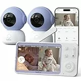BOIFUN Babyphone mit 2 Kameras & 2K/3MP App-Steuerung, Split-Screen-Ansicht, 5' Video Babyfone WLAN, PTZ 360 Grad, Weinen/Bewegungs/Geräuscherkennung, Intelligente Nachtsicht, Automatische Verfolgung