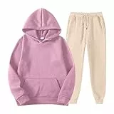 Auifor Trainingsanzug Herren,Langarm Einfarbig Freizeitanzug Anzug Set Sporthose Jogginganzug Unisex Fitness Y2K Streetwear,Damen Sweatjacke Pullover Damen Winter Sweatshirts Herren（C-Rosa,Klein