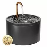 Keimi Katzenbrunnen Keramik, 2.1L Trinkbrunnen für Katze, Leiser Wasserspender, Haustier Trinkbrunnen für mehrere Katzen, Filter für sauberes Wasser, Hygienisch und leicht zu reinigen, Schwarz