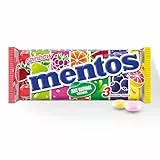 Mentos Fruit Dragees, Frucht-Bonbons Orange, Zitrone und Erdbeere, Kaubonbons mit fruchtigem Geschmack, Süßigkeiten (3 Rollen), vegan