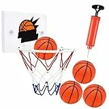 Mini Basketballkorb Indoor Set, Basketball Korb im Zimmer Wandmontage Mit 4 Mini Balls, Minis Basketball Mit Luftpumpe, Basketball Indoor für Indoor-Aktivitäten, Büro, Geschenkidee, Geburtstag