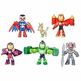 Iron Man and His Awesome Friends Marvel Superrüstung Avengers Pack Action-Figurenset, 5 Sammelfiguren Plus Tierfigur aus der beliebten Serie, Superhelden-Spielzeug für Kinder ab 3 Jahren