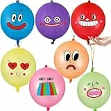 KOBOKO Große Luftballons Bunt, 7 Stück XXL Punch Luftballon Lustig Smiley Deko, 18 Zoll/45 cm Riesen Luftballons mit Elastischen Band, XXL Ballon Geburtstag Deko, Punch Kinderluftballons Party Deko