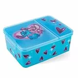 Stitch Brotdose Kinder mit 2 Fächern – Bento Lunchbox mit Clipverschluss – Snackbox und Vesperdose für Kindergarten, Schule & unterwegs – robuste Kinder Brotdose, leicht zu öffnen, für Mädchen & Junge