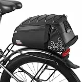 KEMIMOTO 2 IN 1 Gepäckträgertasche, 11L & Wasserabweisende Fahrradtaschen für Gepäckträger, Mehrere Fächer, mit Tragegriff und Schultergurt, Fahrrad Taschen hinten, Schwarz