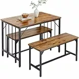 YITAHOME Esstisch und 2 Stühle Set, 3-teiliges Esszimmer-Set mit Bank, platzsparendes Frühstück Esstisch-Set, Esszimmermöbel für Küche, Wohnung, Rustikales Braun