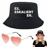 RzuoQnt 2 Stück Festival Zubehör Set - Unisex Fischerhut mit Spruch und Herz Sonnenbrille, Atmungsaktives Party Outfit für Junggesellenabschied und Karneval
