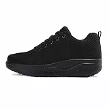 CXWRZB Damen Sneaker Plateau mit Keilabsatz Sportliche Freizeitschuhe Walkingschuhe Schwarz Mesh 36 EU