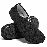 Limberun Frauen Männer Pantoffeln Haus Anti-Rutsch-Leichtgewicht Barfuß Indoor Schlafzimmer Socken Gemütlich Warm Winter Wandern Garten Hausschuhe Schwarz 42/43