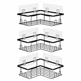 UUlioyer Duschablage Ohne Bohren Ecke, Wasserdichter und Rostfreier Duschregal, Badezimmer Regal Organizer, Shampoo Duschgel Halterung für Dusche (3 Stück Eckduschregal- Schwarz)