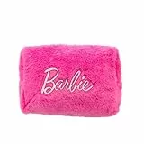 BARBIE – Große, Pinke Kosmetiktasche aus Kunstfell – 23 x 15 cm – Ultraweich & praktisch – Für Kosmetik zu Hause oder unterwegs – Offizielles Mattel-Zubehörprodukt