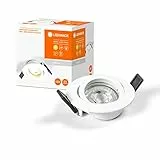 LEDVANCE LED SPOT TWIST LOCK GU10 Ø8,85cm, Einbaudecken Spot für den Innenbereich, 4,3W, Farbtemperatur 2700K, 350 Lumen, flaches Design, inkl. Twistlock, GU10 Sockel, weiß