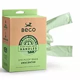 Beco Starke und große Kotbeutel – 270 lose verpackt mit Griffen zum Binden – Box Spender – geruchlose Hundekotbeutel